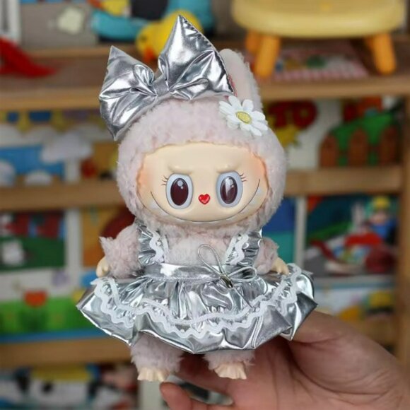 Labubu Silver metallic dress and bow outfit 2 pc no doll - Picture 1 of 10